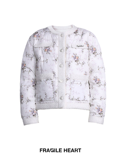 White Tower Rose Patchwork Cotton Jacket
