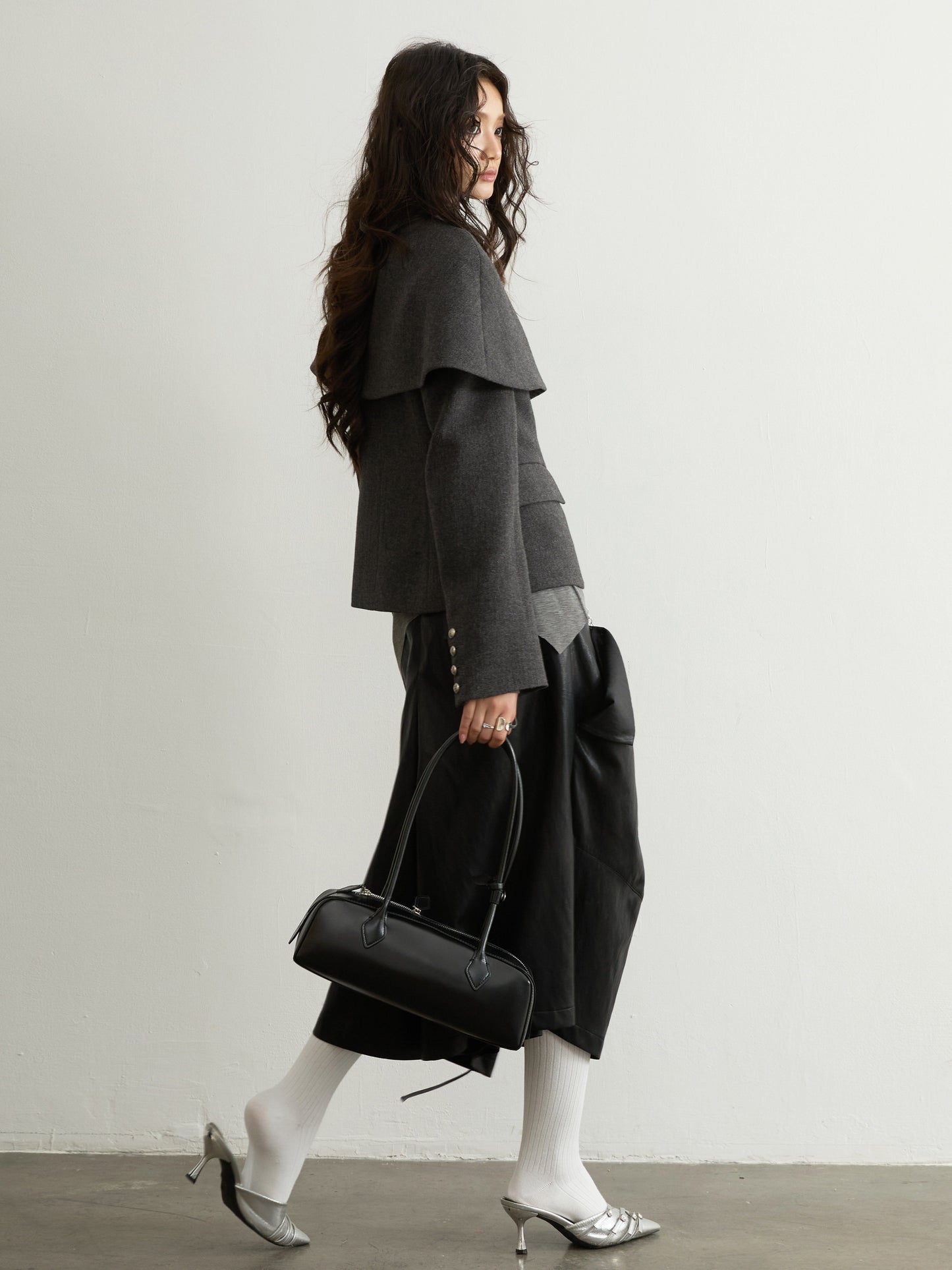 Pleated Faux Shearling Wide-Leg Pants | Retro Utility Trousers