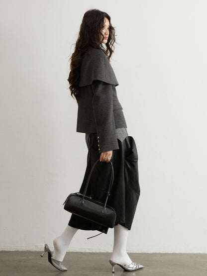 Pleated Faux Shearling Wide-Leg Pants | Retro Utility Trousers