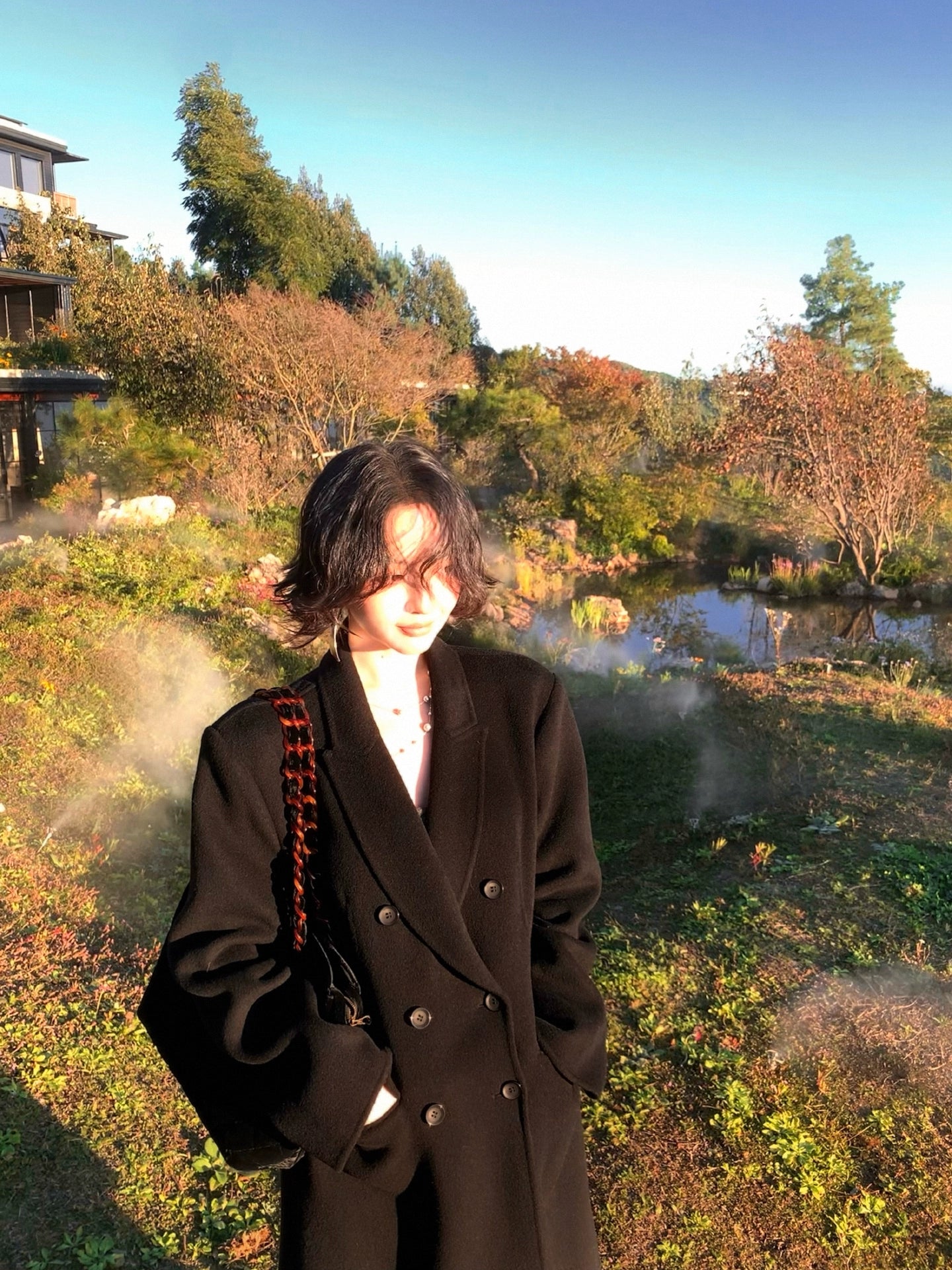 Dark Flame Profile Reversible 100% Wool Tweed Coat – Retro AW Edition