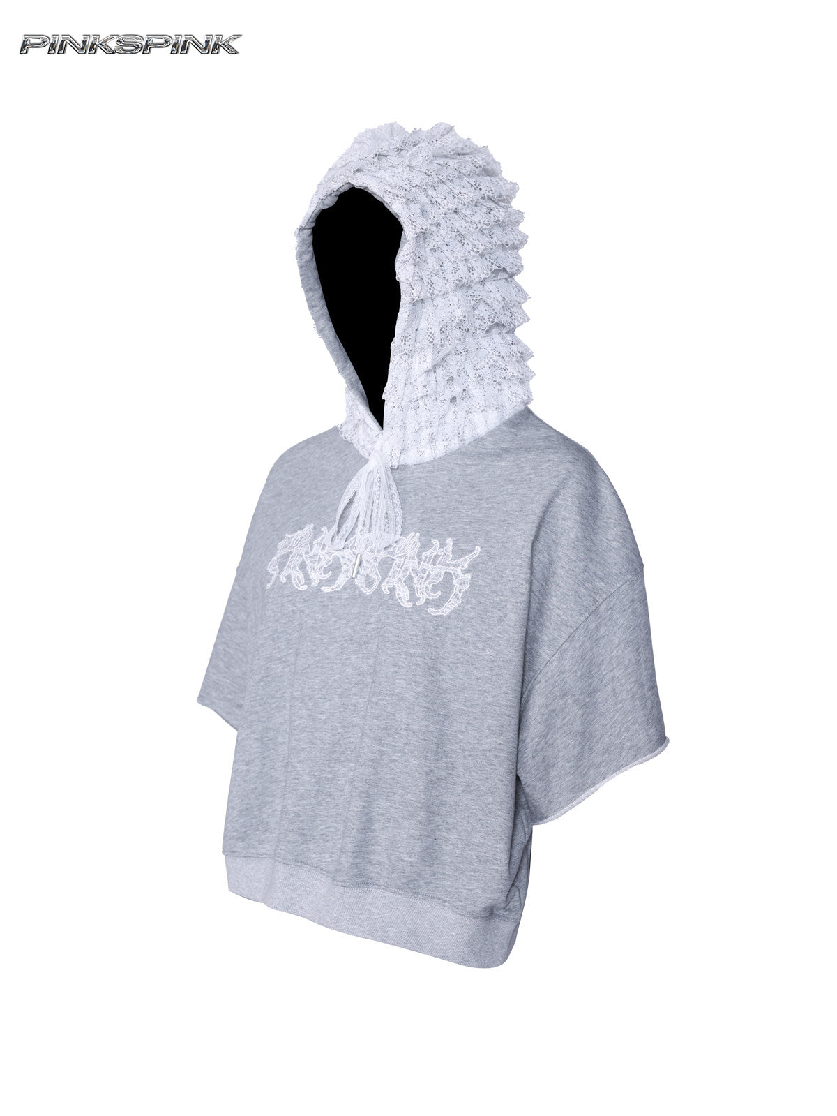 Lace-Trim Hooded Backless Punk Ballet Sporty Y2K Tee