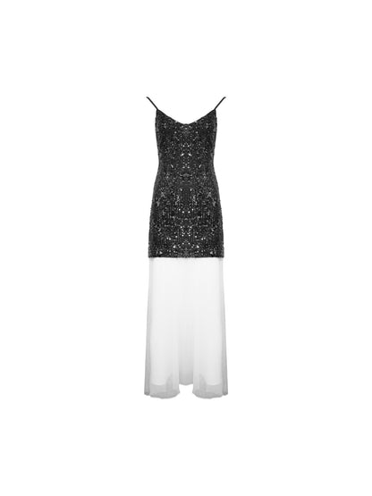 Moon Crossing Sequin Panel Slip Dress