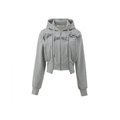 Cropped Zip-Up Cardigan Jacket – Slim Fit with Heavy Double Placket