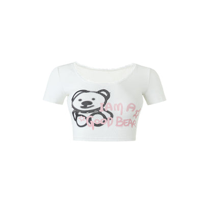 Bear Contrast Crewneck Tee