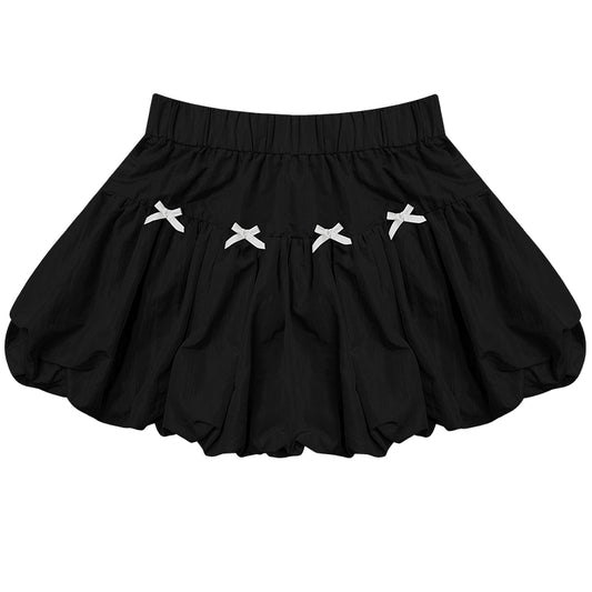 Bow Lace A-Line Skirt | Retro High Waist Elastic Waist Summer Design