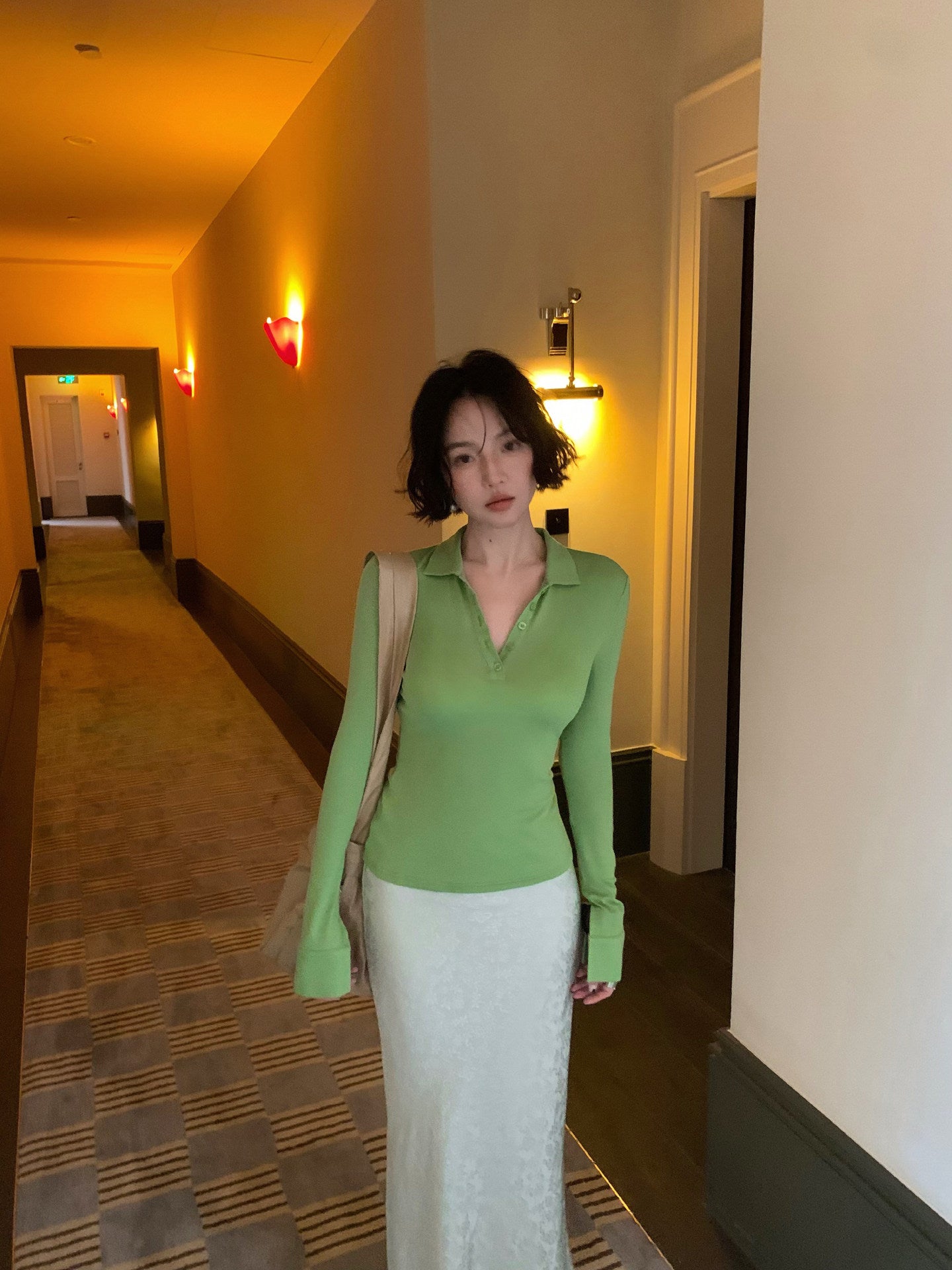 Light Dream Tencel Collared Flare-Sleeve Knit Top – Hong Kong Retro Autumn