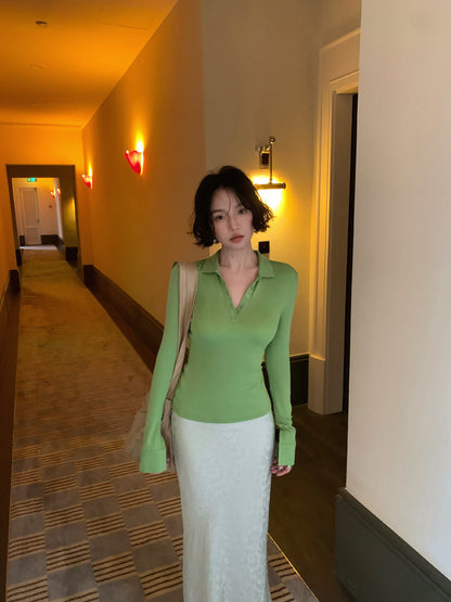 Light Dream Tencel Collared Flare-Sleeve Knit Top – Hong Kong Retro Autumn