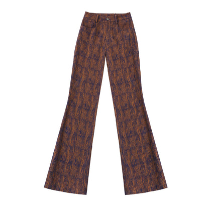 Retro Tree Brown Denim Leggings