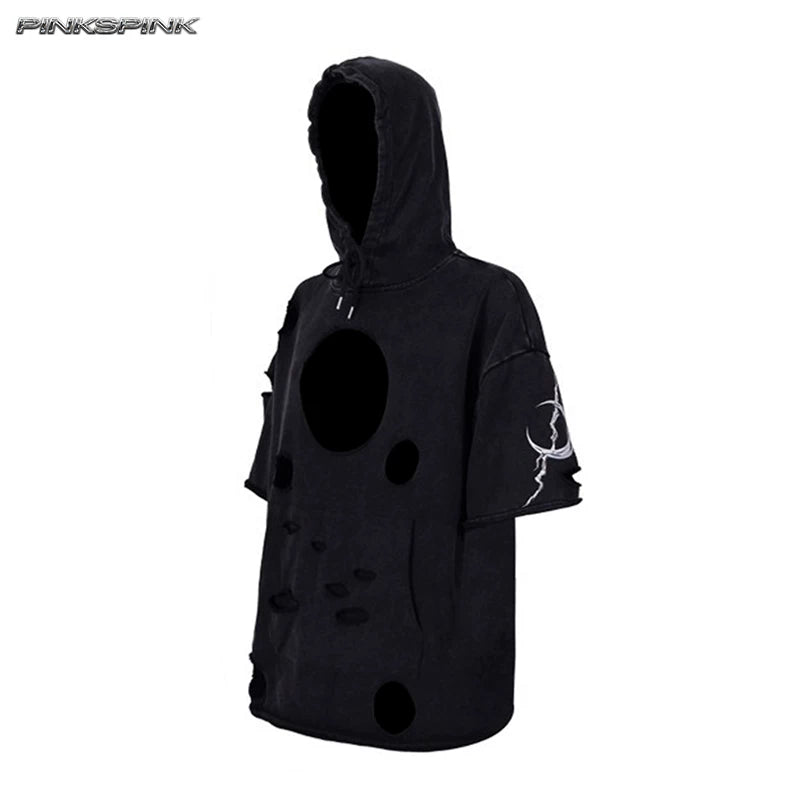 3D-Cut Ripped Hollow Y2K Unisex Electric Moon Sweatshirt