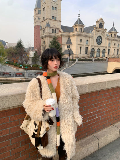Luxe Faux Shearling Long Fur Coat – Plush & Cozy