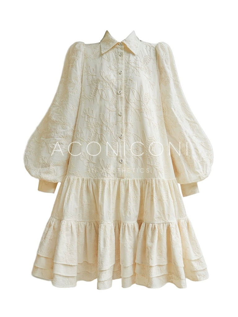 3D Embroidery Print Mini Dress – French Girly Retro Vibe