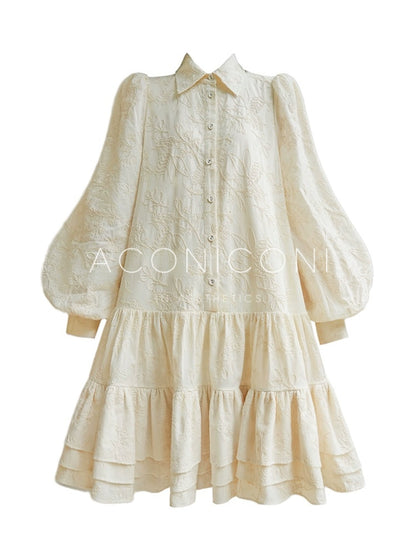 3D Embroidery Print Mini Dress – French Girly Retro Vibe