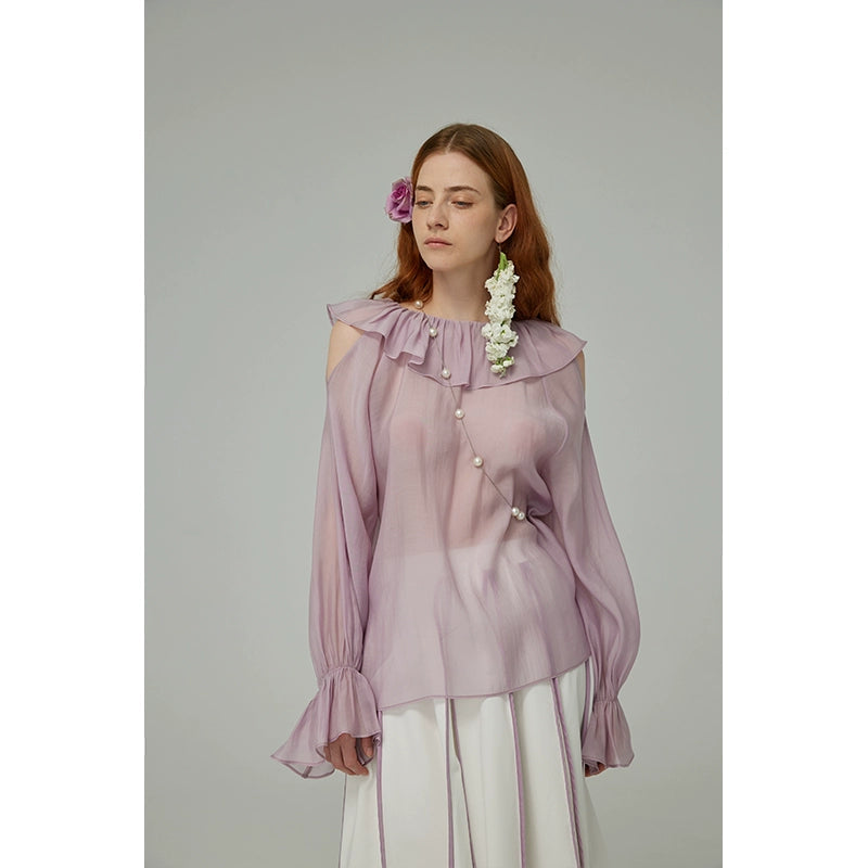 Chemise d'épaule ouverte violet