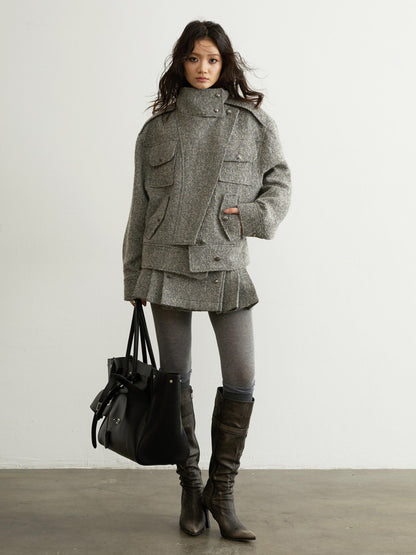 Oversized Herringbone Wool Jacket | Urban Workwear 25AW Coat