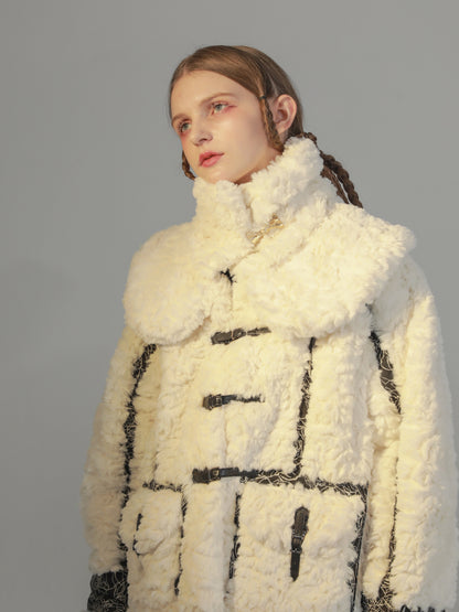 Light Snow Coat - Warm Contrast Jacquard Plush