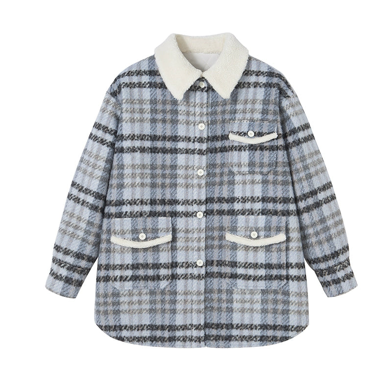 Loose Warm - Retro Plaid Shirt Coat