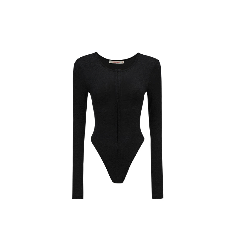 Vertical Hook-Button Long Sleeve Jumpsuit – Skinny Fit Base Layer