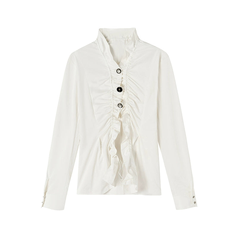 Pleated Loose Waist Shirt for Women