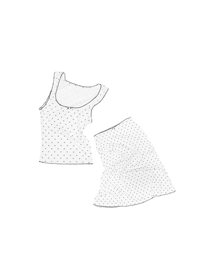 Polka Dot Cat Claw Knit Set – Lace Vest & Slim Fit Skirt