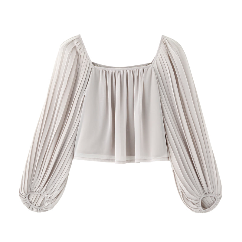 Pleated Balloon Sleeve Top