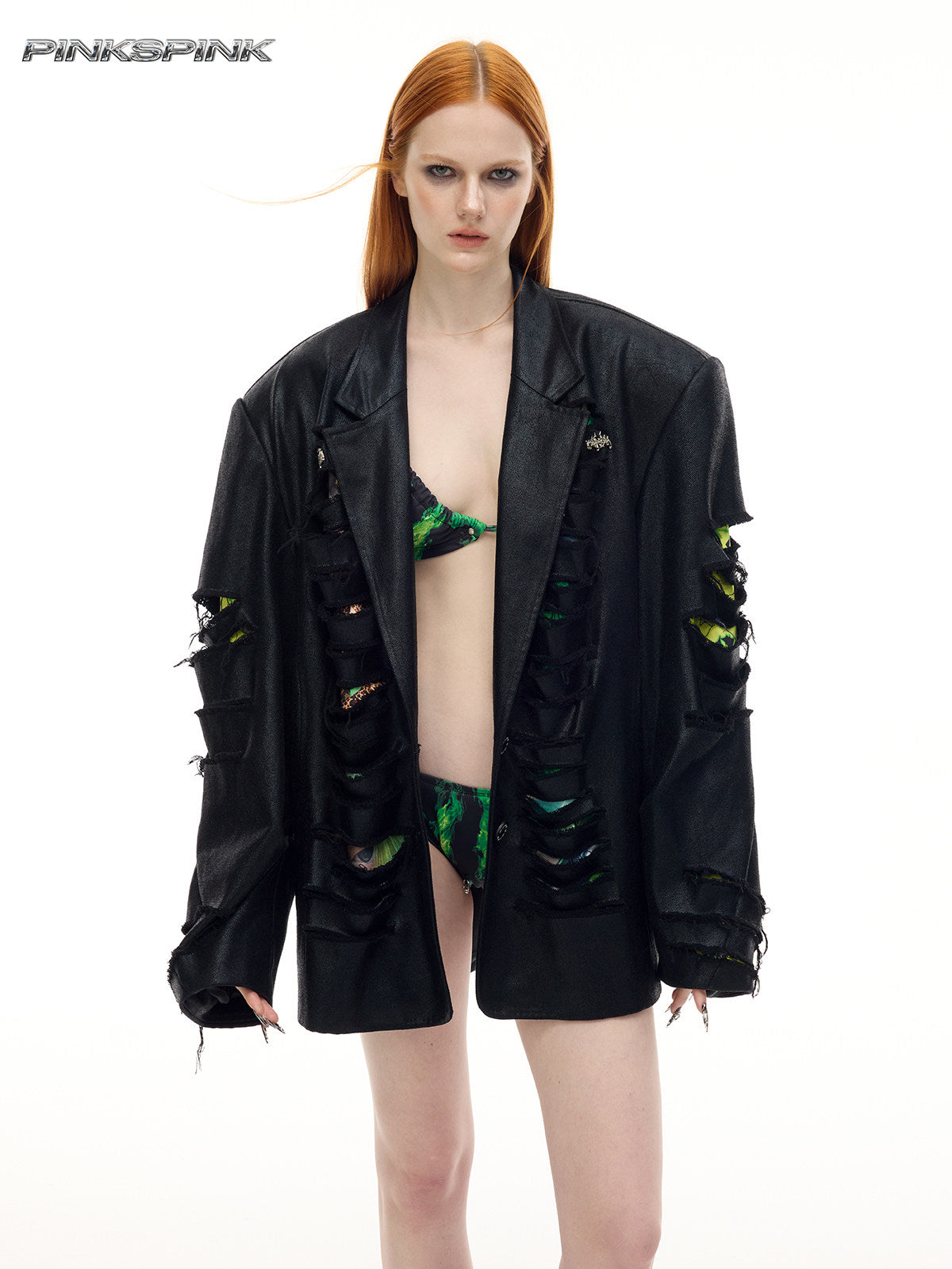 Distressed Genderless Structured Blazer – Punk Silhouette