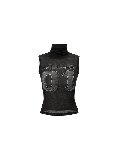 High Collar Mesh Tank Top