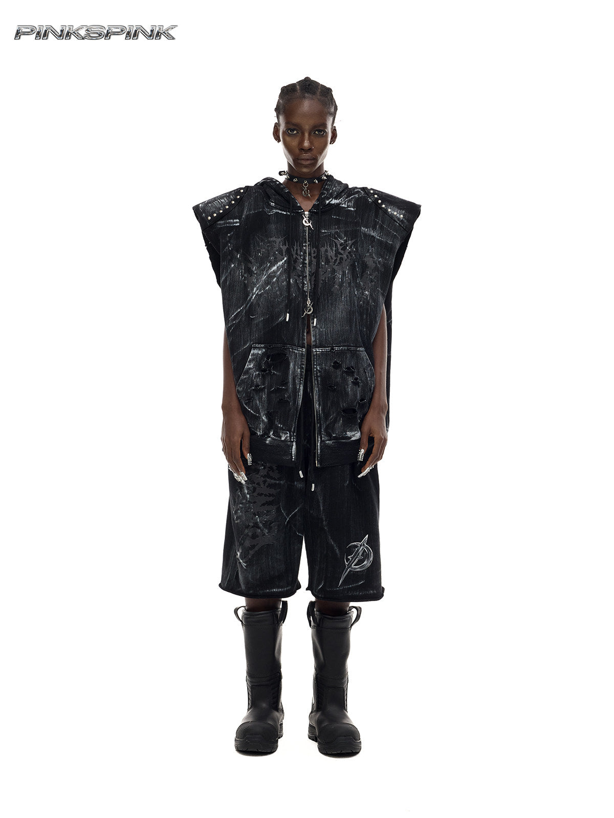 Electric Moon Painted Layered Sweatpants – Unisex Y2K Street 7/8 Length