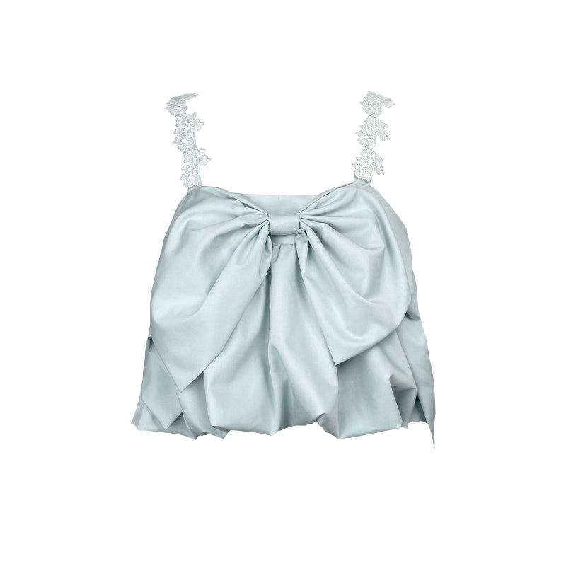 Blue Bamboo Bow Strap Top