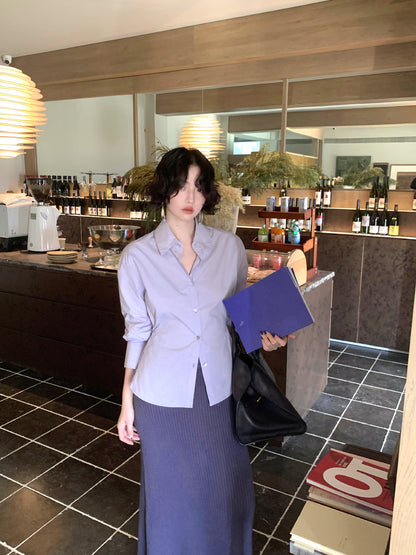 Zi Xi Long-Staple Cotton Slim Shirt – Hong Kong Retro Autumn Classic