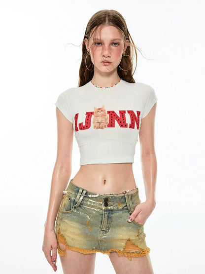 Low-Rise Distressed Denim Mini Skirt – Hot Girl Slim Hip Hugger