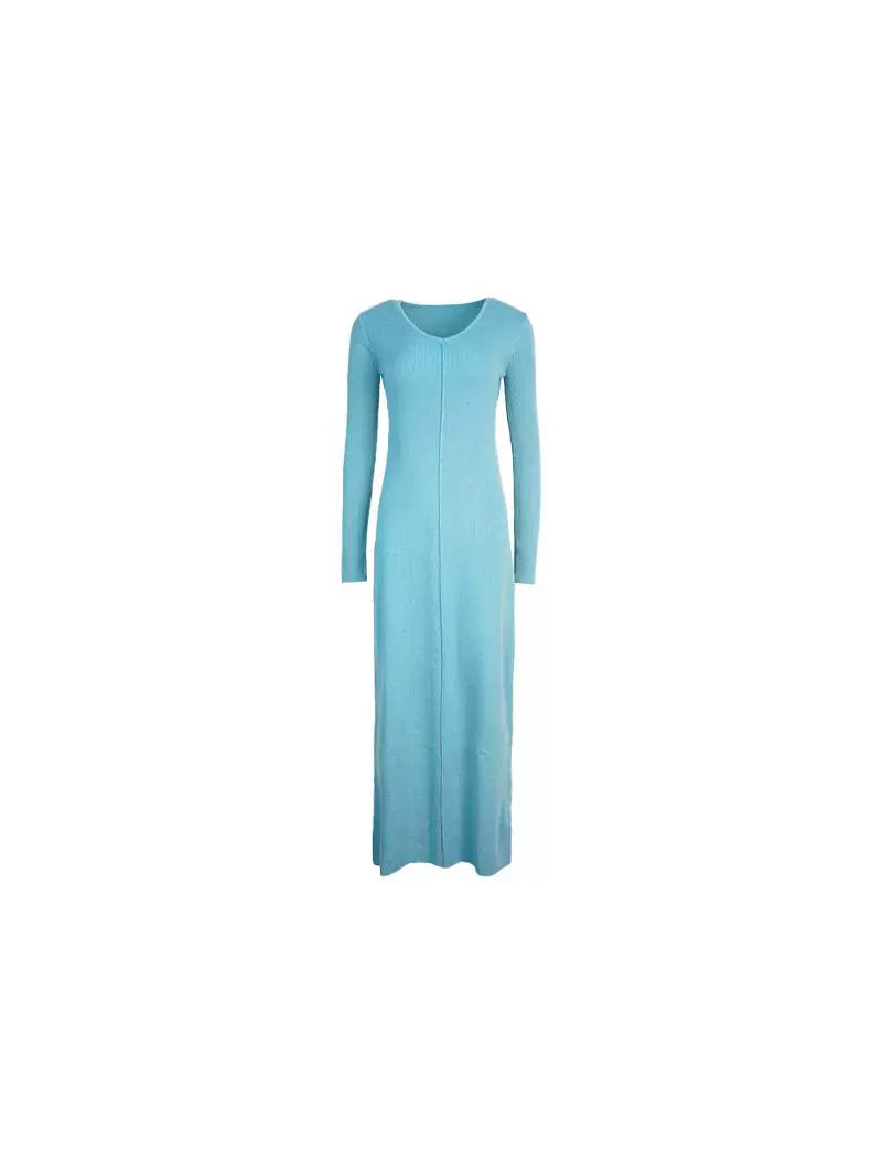 V-Neck Knitted Dress with Spring Freshness (White Tea Qinghuan)