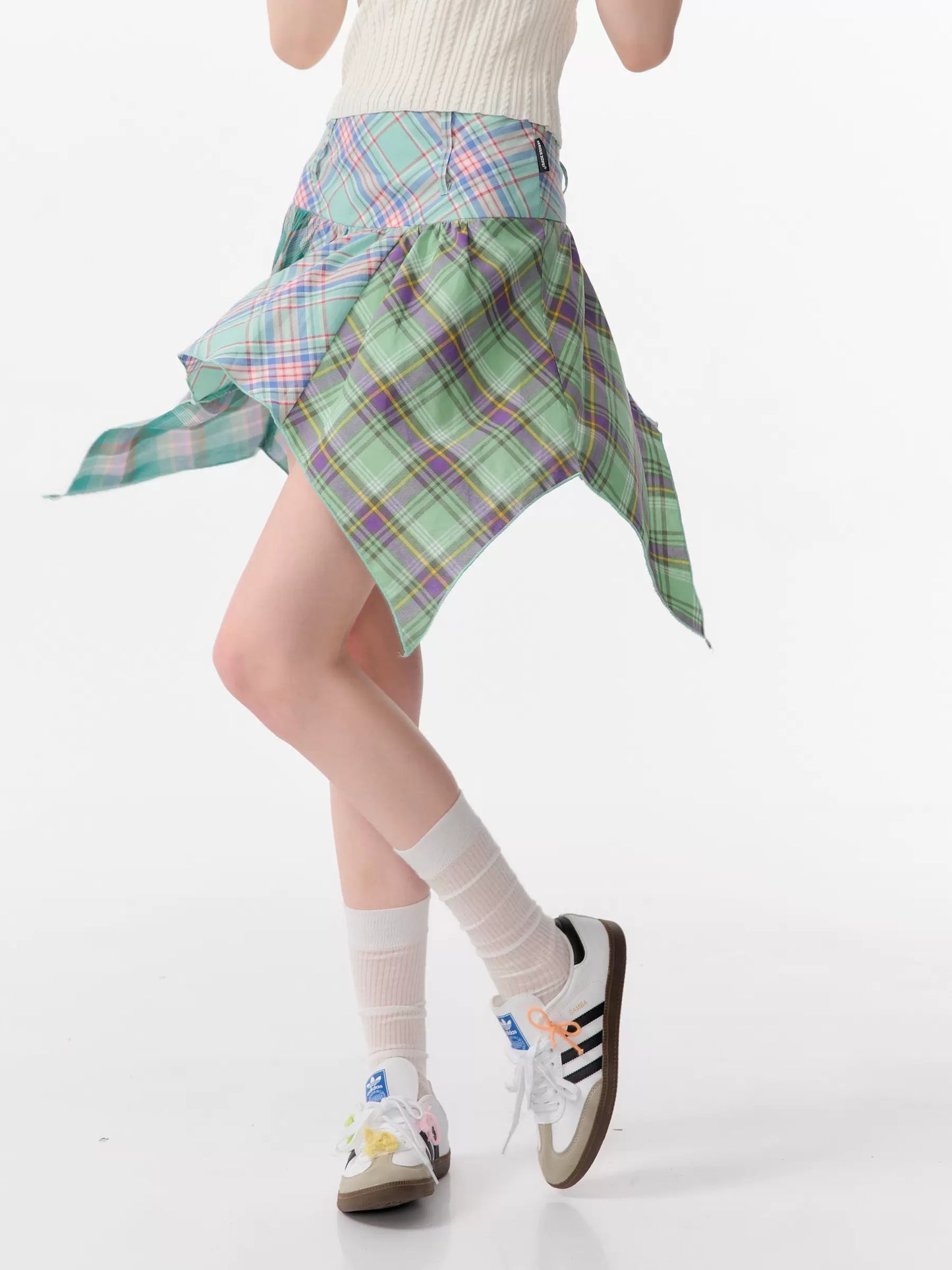 Irregular Plaid Skirt | Summer Retro Contrast Checkered Slim Fit Design