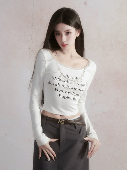 Milk Sweet Lace Letter Top - Pure Desire