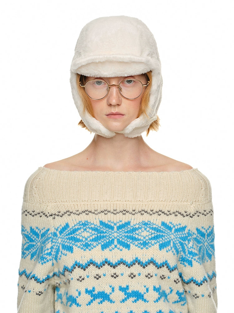 Eco-Friendly Rabbit Fur Ear Protector Hat – Warm Plush Aviator Cap