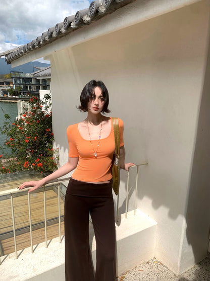 Square-Neck Slim-Fit Tee
