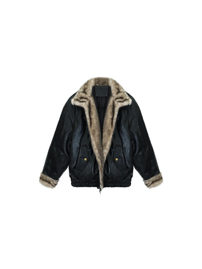 Retro Chic White Duck Down Jacket with Eco-Leather Trim