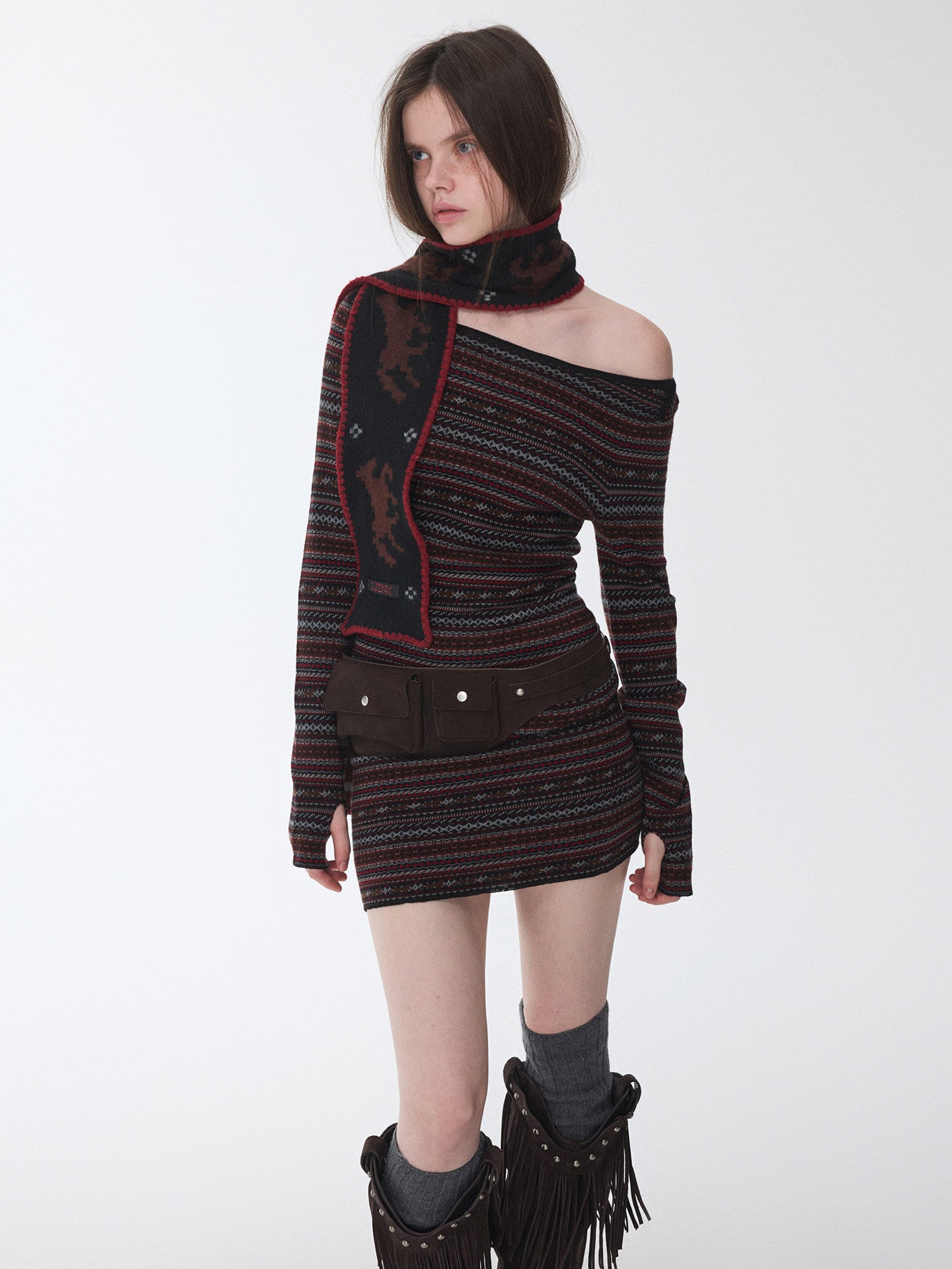 Fair Isle Pony Knit Scarf