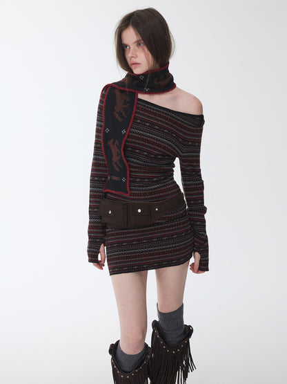 Fair Isle Pony Knit Scarf
