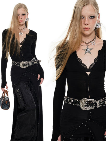 Vertical Hook-Button Long Sleeve Jumpsuit – Skinny Fit Base Layer