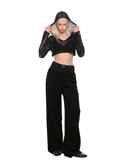 Sequin Cut-Out Hoodie Crop – Sexy Ripped Cover-Up Top