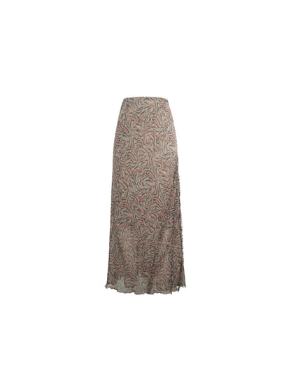Printed High-Waisted Fishtail Skirt