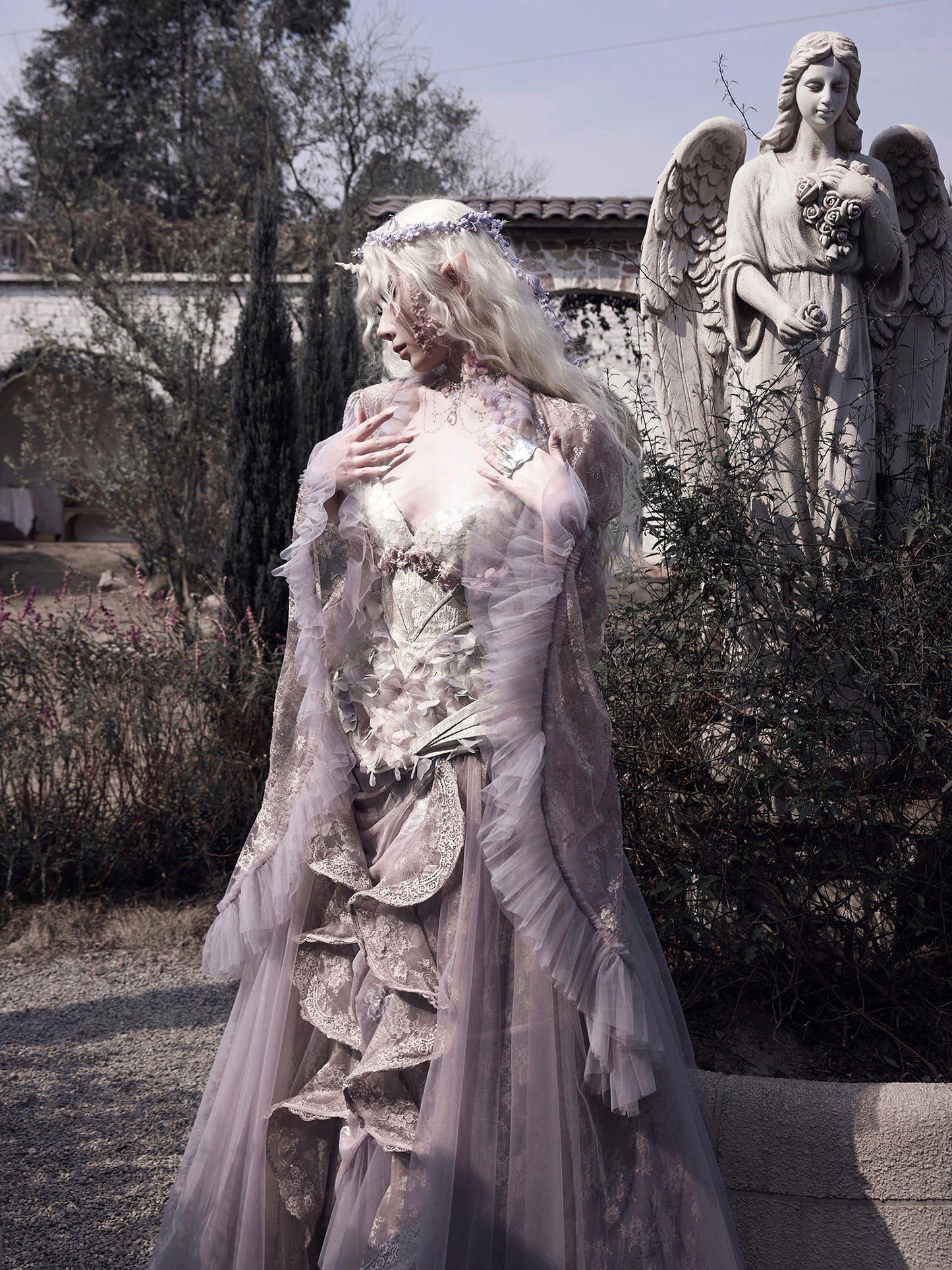 Fairy Lace Princess Vest | Elegant Puff Sleeve Layered Top