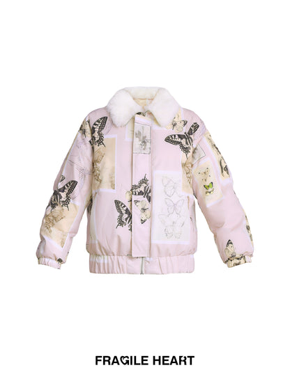 Butterfly Fur Collar Warm Cotton Jacket