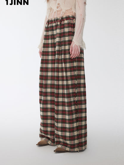 Plaid Wide-Leg Trousers