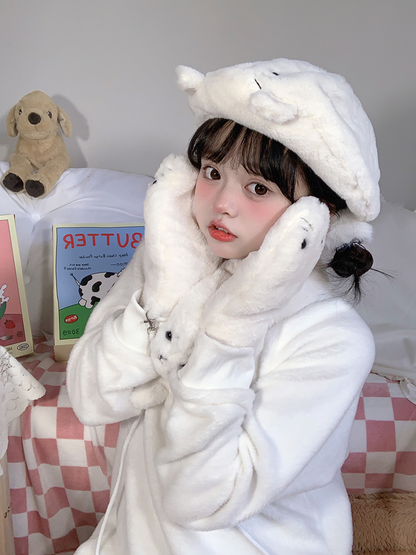 Seal-Themed Soft Long-Sleeve Set: Sweatshirt + Beret + Scarf + Bag