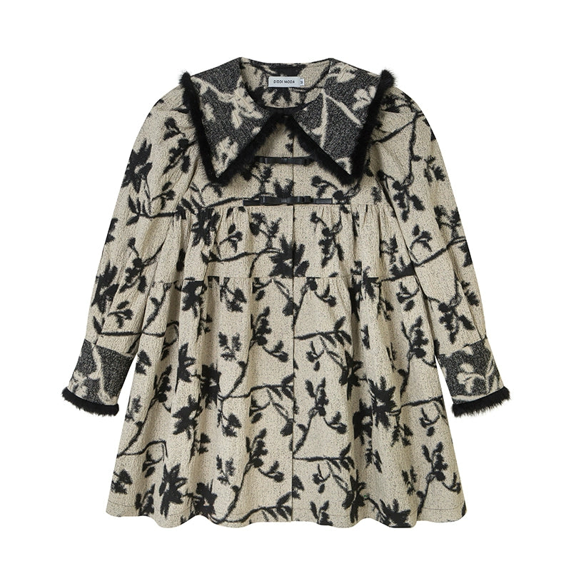 Winter Floral - Chaqueta de vestir retro jacquard