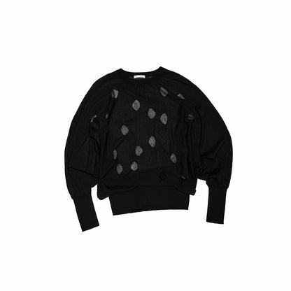 Polka Dot Openwork Knit Cover-Up