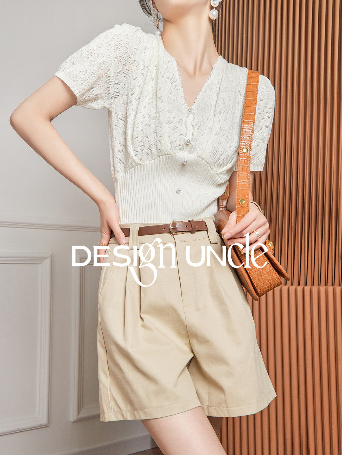 White French V-Neck Knitted Shirt