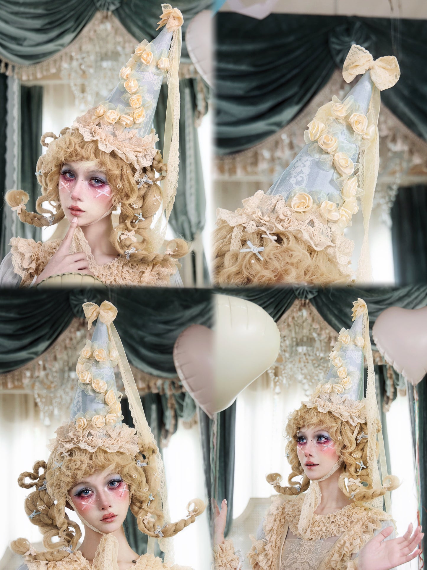 French Rococo Cookie Hat | Cream Lace Bonnet