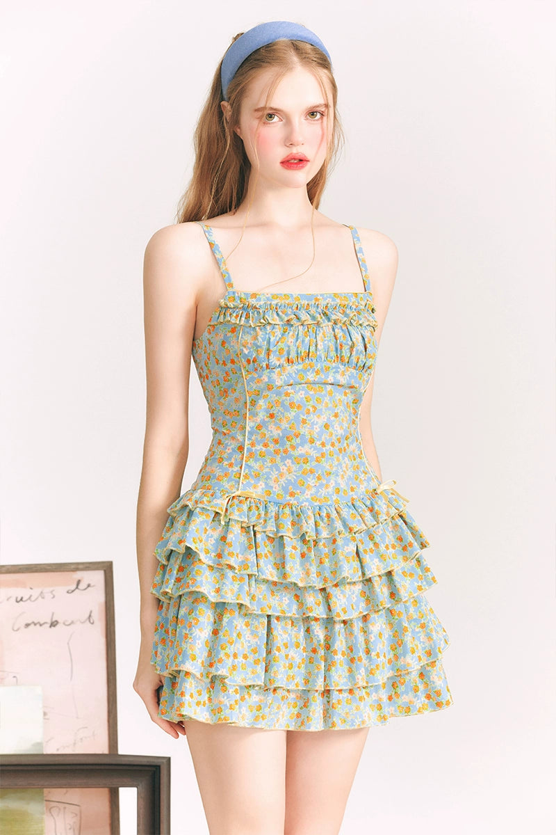 하와이안 주름 -사속 세트 나비 티 케이크 스커트 -하와이 스타일의 프릴과 일몰 컬러 보우 타이를 특징으로하는 gorgeous 드레스  드레스 – Serendute, image size:800x1200